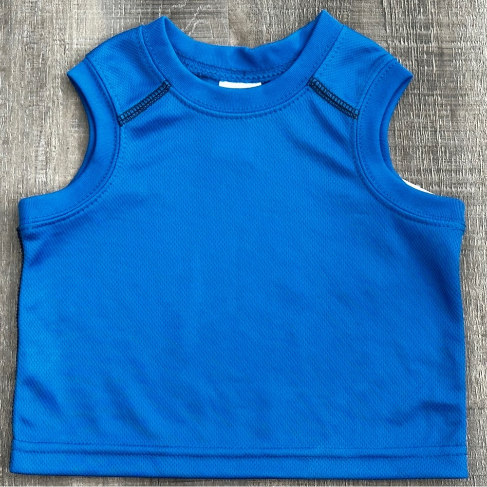 💞 New Baby Boys 6-9 Month Blue Jersey Muscle Tank